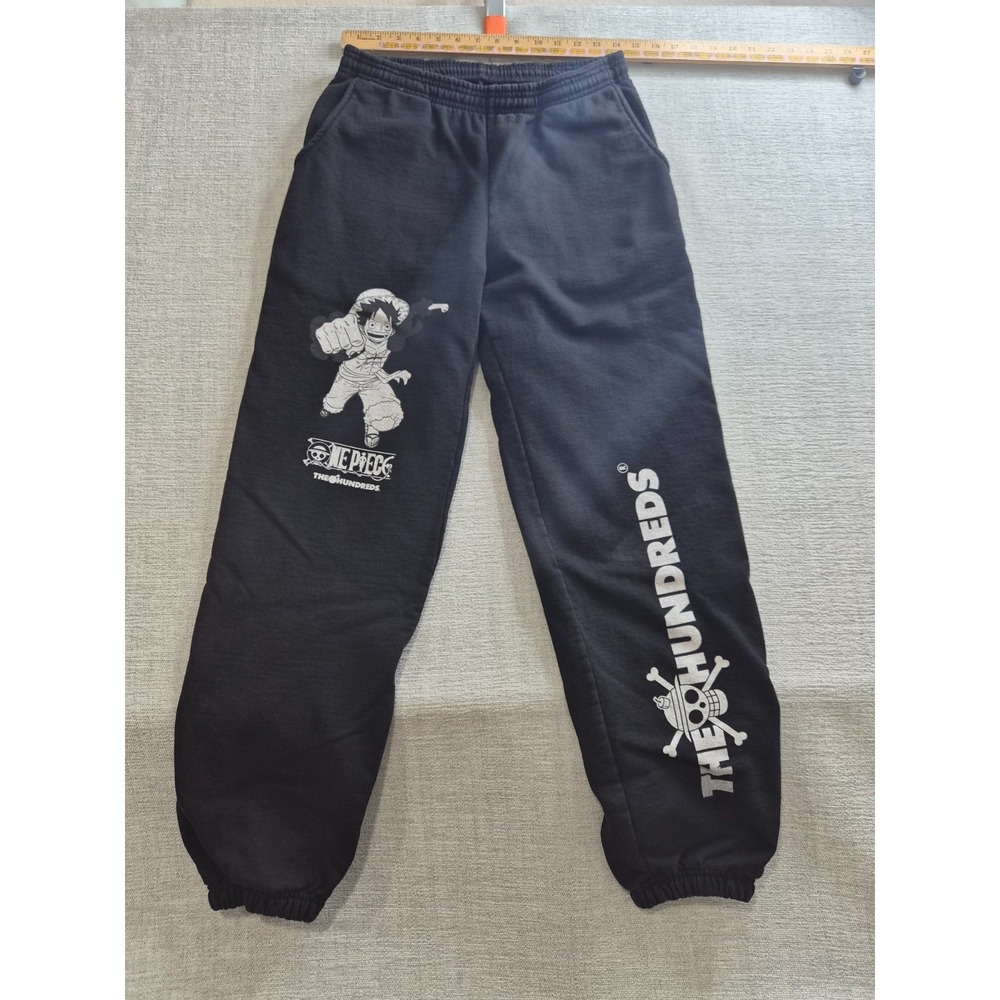 The Hundreds x One Piece Luffy Wanted Sweatpants Mens M Black Lined Tapered Leg